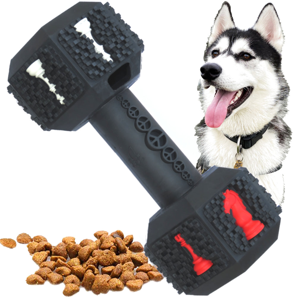 Dumbbell (Hex) Enrichment Treat Dispenser Dog Toy (size variations)
